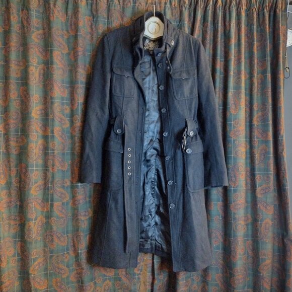 Esprit Collection Long Coat trench pea wool blend Size M - Picture 3 of 7